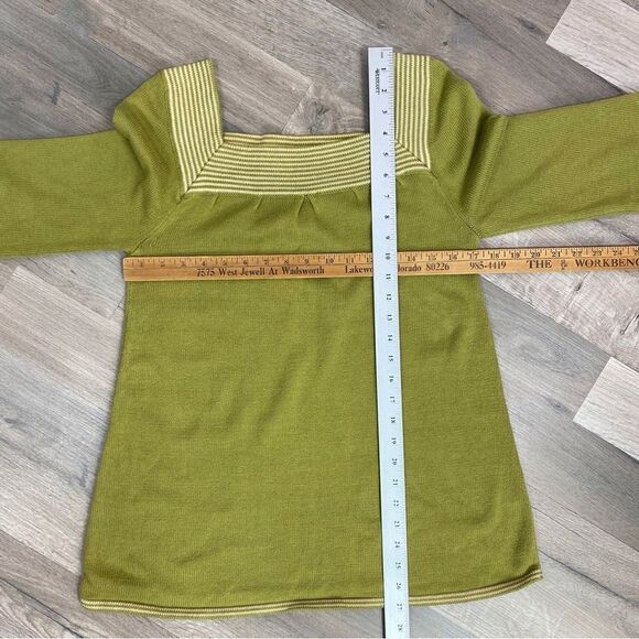 Banana Republic Factory Striped Square Neck Sweater Olive Green Small - Picture 9 of 11